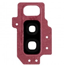 Скло камери для Samsung G965 Galaxy S9 Plus, червоне (Burgundy Red), з рамкою