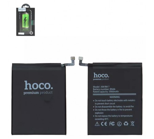 Аккумулятор Hoco BN46 для Xiaomi Redmi 7, Redmi Note 8, Redmi Note 8 (2021), Redmi Note 8T, Li-Polymer, 3,85 B, 3900 мАч, M1810F6LG, M1810F6LH, M1810F6LI Аккумулятор Hoco BN46 для Xiaomi Redmi 7, Redmi Note 8, Redmi Note 8 (2021), Redmi Note 8T, Li-Polymer, 3,85 B, 3900 мАч, M1810F6LG, M1810F6LH, M1810F6LI