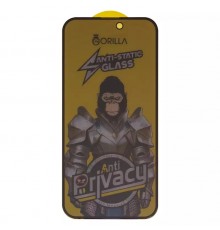 Захисне скло для Apple iPhone 14 Pro Max, iPhone 15 Plus, iPhone 16 Plus, сумісне з чохлом, Full Glue, Anti-Static, Anti-Peeping, чорне, gorilla 