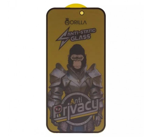 Защитное стекло для Apple iPhone 14 Pro Max, iPhone 15 Plus, iPhone 16 Plus, совместимо с чехлом, Full Glue, Anti-Static, Anti-Peeping, черный, gorilla