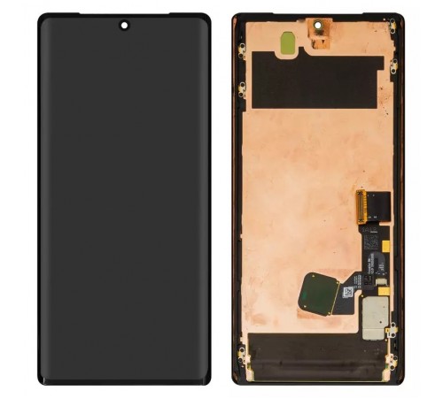 Дисплей для Google Pixel 6 Pro, чорний, з рамкою, Оригінал (переклеєно скло), GLUOG, G8VOU