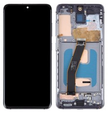 Дисплей для Samsung G980 Galaxy S20, G981 Galaxy S20 5G, серый (Cosmic Grey), с рамкой, Copy (TFT)