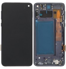 Дисплей для Samsung G970 Galaxy S10e, серебристый (Prism Black), с рамкой, High Copy (OLED)