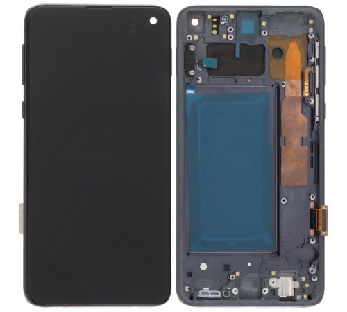 Дисплей для Samsung G970 Galaxy S10e, серебристый (Prism Black), с рамкой, High Copy (OLED)