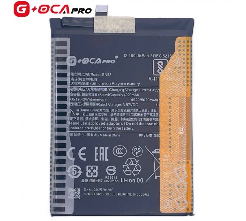Акумулятор G+OCA Pro BN53 для Xiaomi Poco M2 Pro, Redmi Note 10 Pro, Redmi Note 10 Pro Max, Redmi Note 9 Pro, Li-Polymer, 3,87 В, 5020 мАг