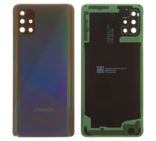 Задняя панель корпуса для Samsung A515F/DS Galaxy A51, черная + стекло камеры Задняя панель корпуса для Samsung A515F/DS Galaxy A51, черная + стекло камеры