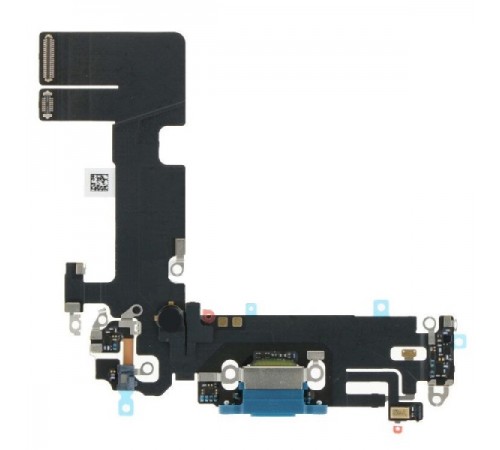 Шлейф для iPhone 13, коннектора зарядки, синий, с микрофоном, с компонентами, Original (PRC), с разборки
