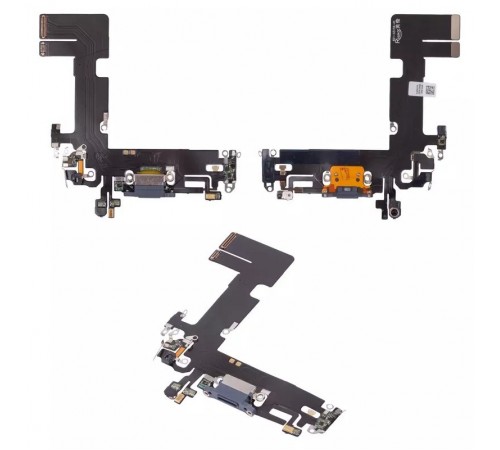Шлейф для iPhone 13, коннектора зарядки, синий, с микрофоном, High Copy