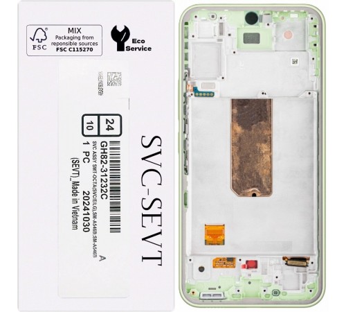 Дисплей для Samsung A546 Galaxy A54 5G, зеленый (Lime), с рамкой, Original, сервисная упаковка, #GH82-31232C