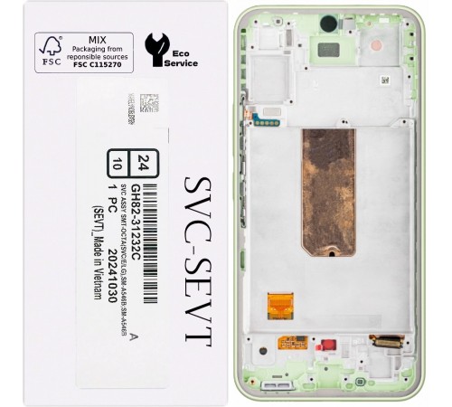 Дисплей для Samsung A546 Galaxy A54 5G, зелений (Lime), з рамкою, Original, сервісна упаковка, #GH82-31232C Дисплей для Samsung A546 Galaxy A54 5G, зелений (Lime), з рамкою, Original, сервісна упаковка, #GH82-31232C