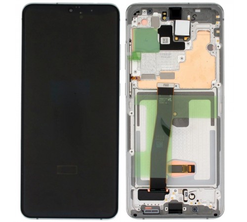 Дисплей для Samsung G988 Galaxy S20 Ultra, белый (Cosmic White), с рамкой, High Copy (OLED)