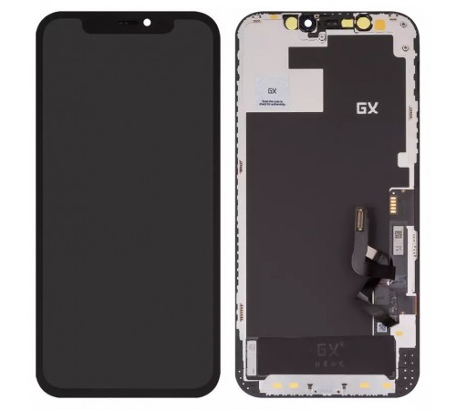 Дисплей для iPhone 12, iPhone 12 Pro, чорний, з рамкою, (AMOLED), GX OEM soft