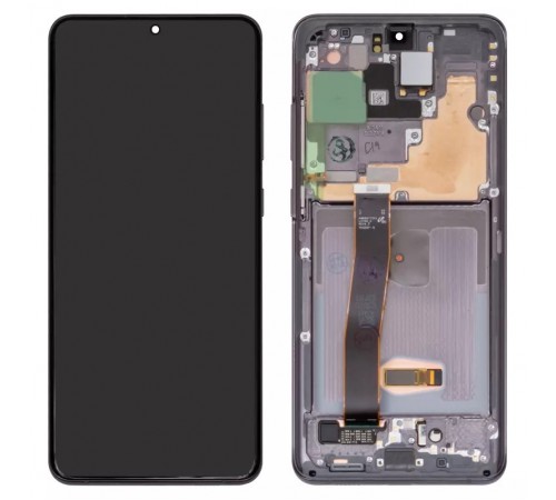 Дисплей для Samsung G988 Galaxy S20 Ultra, серый, с рамкой, Original, сервисная упаковка, cosmic grey, #GH82-22327B/GH82-22271B