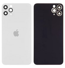 Задня панель корпусу для iPhone 11 Pro Max, срібляста, біла + скло камери, small hole, matte silver