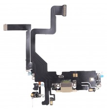 Шлейф для iPhone 14 Pro, коннектора зарядки, золотистый, с микрофоном, с компонентами, Original (PRC), gold