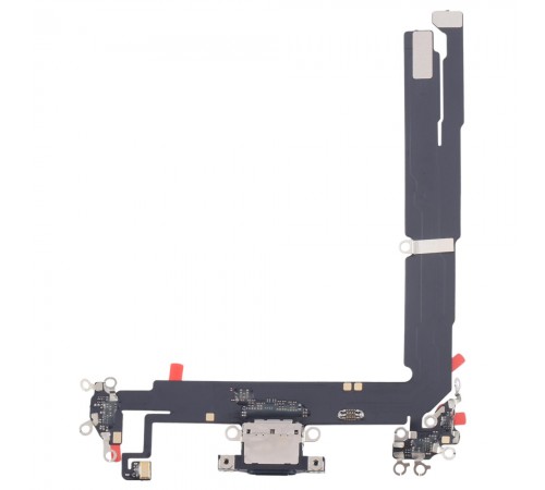 Шлейф для iPhone 16 Plus,  коннектора зарядки, черный, с микрофоном, Original (PRC)