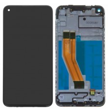Дисплей для Samsung A115 Galaxy A11, M115 Galaxy M11, черный, с рамкой, Оригинал (переклеено стекло)