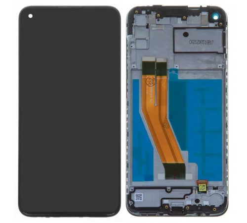 Дисплей для Samsung A115 Galaxy A11, M115 Galaxy M11, чорний, з рамкою, Оригінал (переклеєне скло)