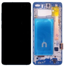 Дисплей для Samsung G975 Galaxy S10 Plus, голубой (Prism Blue), с рамкой, Copy (TFT)