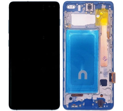 Дисплей для Samsung G975 Galaxy S10 Plus, голубий (Prism Blue), з рамкою, Copy (TFT)