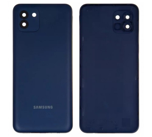 Задняя панель корпуса для Samsung A035F Galaxy A03, синяя, + стекло камеры Задняя панель корпуса для Samsung A035F Galaxy A03, синяя, + стекло камеры
