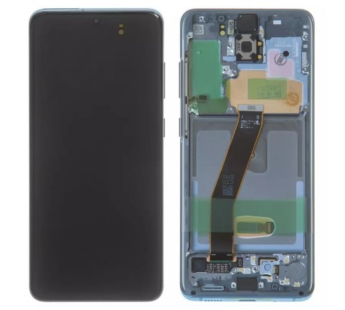 Дисплей для Samsung G980 Galaxy S20, G981 Galaxy S20 5G, синій, з рамкою, Original (PRC), cloud blue