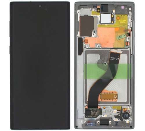 Дисплей для Samsung N970F Galaxy Note 10, серебристый (Aura White, Aura Glow), с рамкой, High Copy (OLED), (Small LCD)