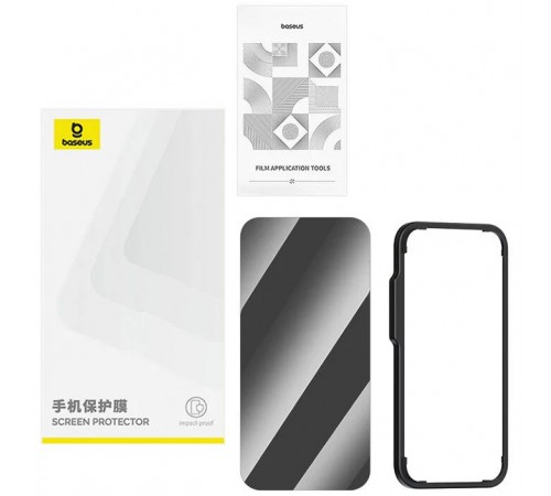 Защитное стекло для Apple iPhone 15 Pro, антишпион, Superior Series Privacy Tempered Glass Screen Protector, Baseus (P60073904201-05), комплект 2 шт.