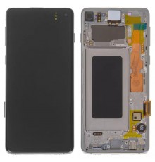 Дисплей для Samsung G973 Galaxy S10, белый, с рамкой, Original (PRC)