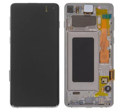 Дисплей для Samsung G973 Galaxy S10, білий, з рамкою, Original (PRC)