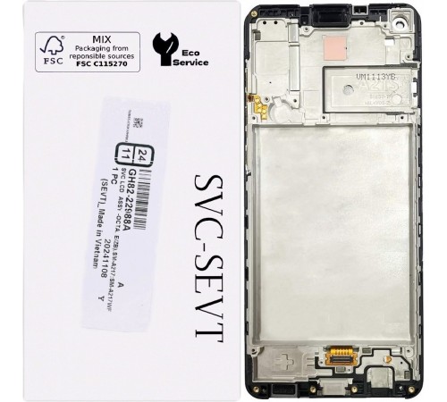 Дисплей для Samsung A217 Galaxy A21s, черный, с рамкой, Original