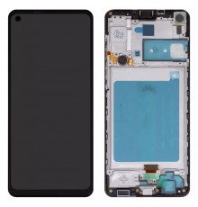 Дисплей для Samsung A217 Galaxy A21s, чорний, з рамкою, (Box)