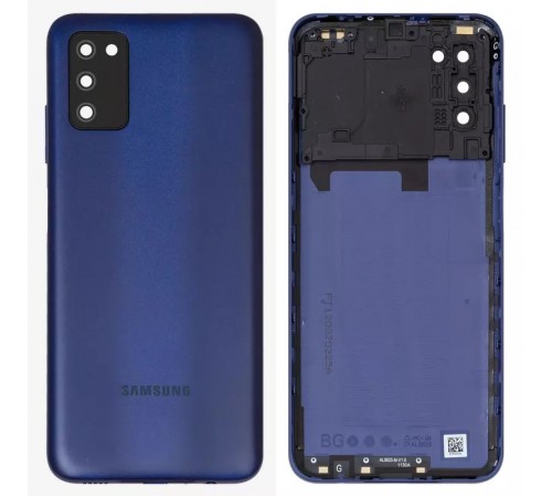 Задняя панель корпуса для Samsung A037F Galaxy A03s, синяя + стекло камеры
