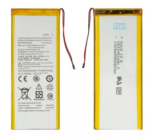 Акумулятор GA40 для Motorola XT1622 Moto G4, XT1625 Moto G4 LTE, XT1640 Moto G4 Plus, XT1641 Moto G4 Plus, XT1642 Moto G4 Plus, XT1643 Moto G4 Plus, XT1644 Moto G4 Plus, XT1794 Moto G5s, Li-Polymer, 3,8 В, 3000 мАг, Original (PRC)