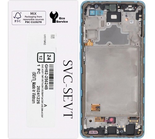 Дисплей для Samsung A725 Galaxy A72, A726 Galaxy A72 5G, синий, с рамкой, Original, сервисная упаковка, #GH82-25624A/GH82-25463A/GH82-25460A/GH82-25849A