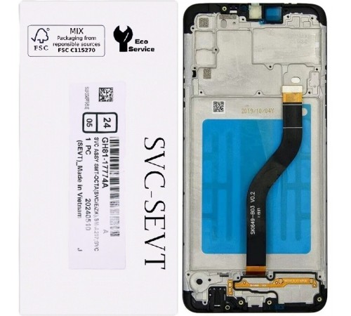 Дисплей для Samsung A207 Galaxy A20s, черный, с рамкой, Original, сервисная упаковка, GH81-17774A