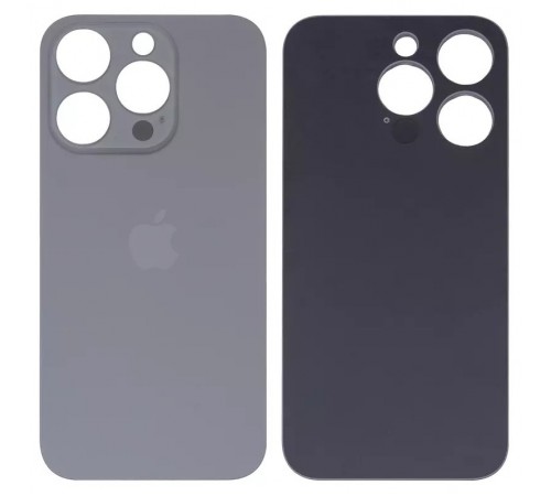 Задня панель корпусу для iPhone 15 Pro, сіра, не потрібно знімати скло камери, High Copy natural Titanium, big hole