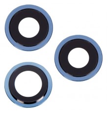 Скло камери для iPhone 12 Pro, синє, з рамкою, комплект 3 шт.