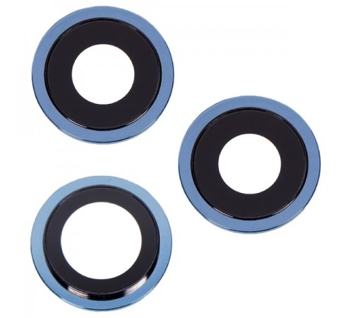 Скло камери для iPhone 12 Pro, синє, з рамкою, комплект 3 шт.