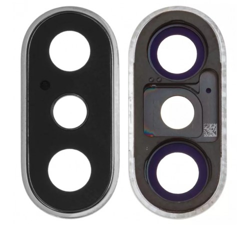 Стекло камеры для iPhone XS, белое, с рамкой Стекло камеры для iPhone XS, белое, с рамкой
