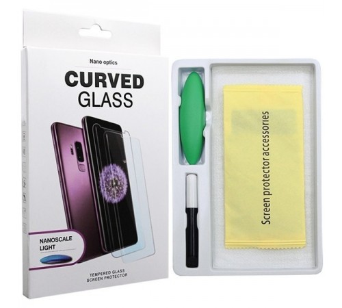 Захисне скло для Apple iPhone 12 mini, 3D, UV Curved Glass, Nano Optics (у комплекті ультрафіолетова лампа, ультрафіолетовий клей)