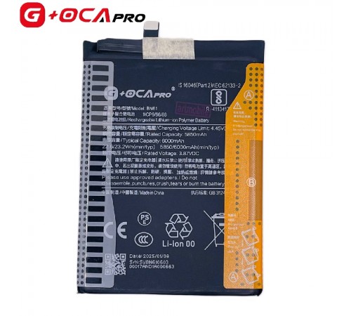 Аккумулятор G+OCA Pro BN61 для Xiaomi Poco X3, Li-Polymer, 3,87 B, 6000 мАч Аккумулятор G+OCA Pro BN61 для Xiaomi Poco X3, Li-Polymer, 3,87 B, 6000 мАч
