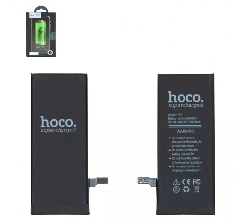 Аккумулятор Hoco для Apple iPhone 6, Li-Polymer, 3,75 B, 2280 мАч, повышенная ёмкость, original IC, #616-0805