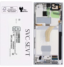 Дисплей для Samsung S908B Galaxy S22 Ultra 5G, белый (White), с рамкой, Original, сервисная упаковка, #GH82-27488C
