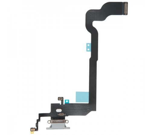 Шлейф для iPhone X, коннектора зарядки, микрофона, белый (Silver), Original (PRC)