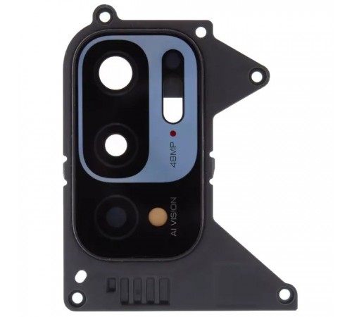 Скло камери для Xiaomi Redmi Note 10 5G, чорне, з рамкою