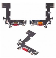 Шлейф для iPhone 13, коннектора зарядки, красный, с микрофоном, High Copy