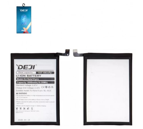 Аккумулятор Deji BL-49JX для Infinix Hot 30, Note 10 Pro, Li-ion, 3,87 B, 5000 мАч Аккумулятор Deji BL-49JX для Infinix Hot 30, Note 10 Pro, Li-ion, 3,87 B, 5000 мАч