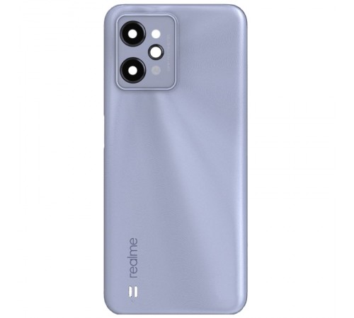 Задняя панель корпуса для Realme C31, серебристая (Light Silver), Copy + стекло камеры
