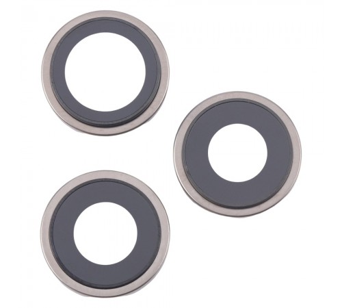 Скло камери для iPhone 16 Pro, 16 Pro Max, сіре, з рамкою, комплект 3 шт.